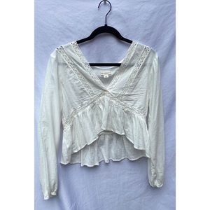 White baby bell crop long sleeved top size small